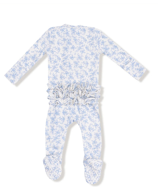 Romi Floral 2 Way Zipper Ruffle Back Footie
