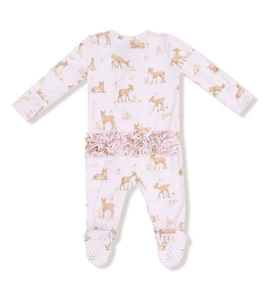 Little Fawn 2 Way Zipper Ruffle Footie