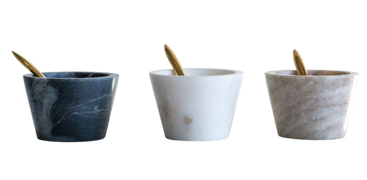 Marble Bowls With Spoon 3 Colors