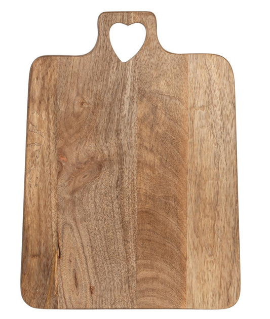 Mango Wood Cutting Board With Heart Shaped Handle