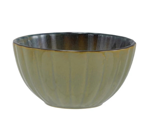 Stoneware Ribbed Bowl Sage Green