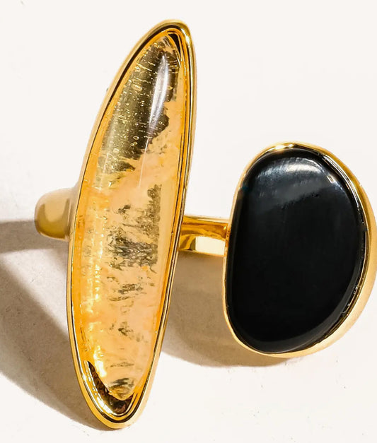 18 K Gold Vintage Agate Stone Ring