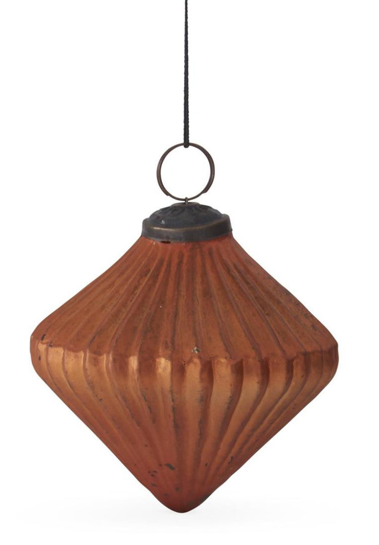 Burnt Orange Glass Onion Ornament