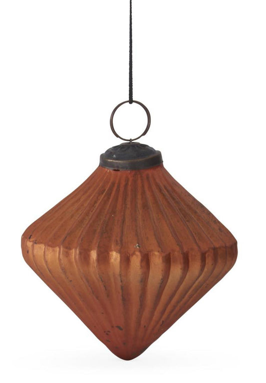 Burnt Orange Glass Onion Ornament