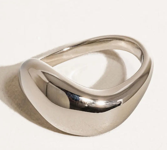 Silver Classic Wavy Band Ring Size 7