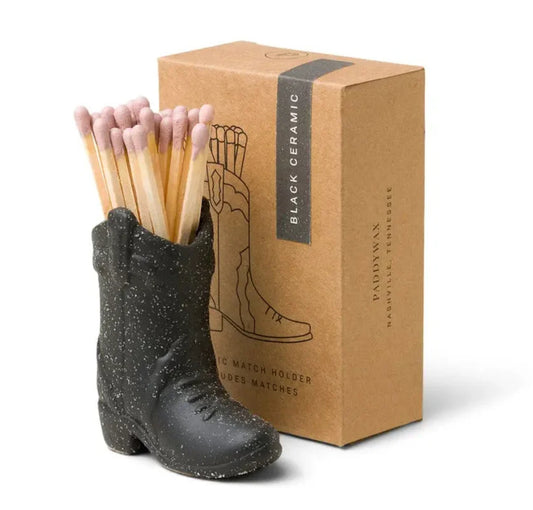 Black Cowboy Boot Match Holder