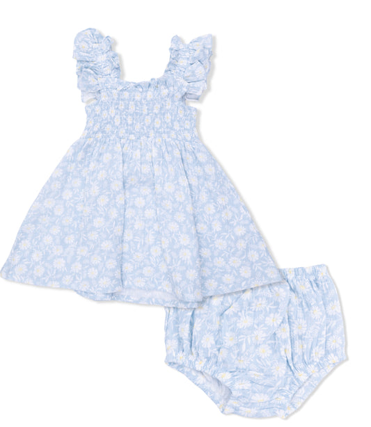 Western Daises Smocked Sundress With Bloomers