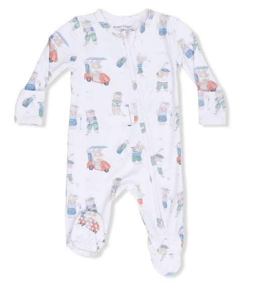 Golfing Teddy Bears 2 Way Zipper Footie