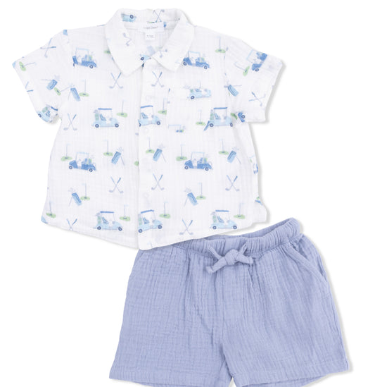 Blue Golf Carts Polo Shirt and Shorts