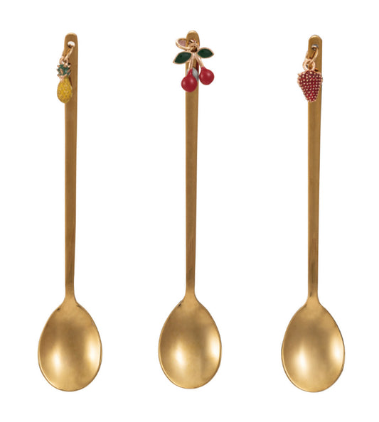 Stainless Steel Spoon With Cherry/Pineapple/Strawberry Charm