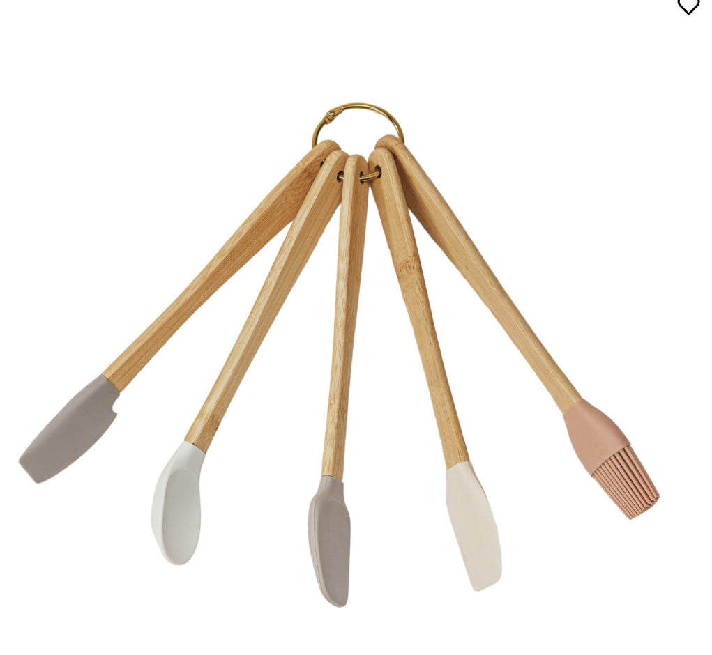 Silicone and Beechwood Mini Utensil Set