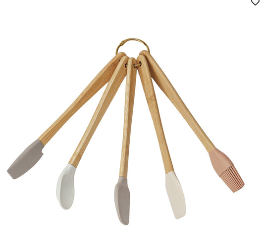 Silicone and Beechwood Mini Utensil Set