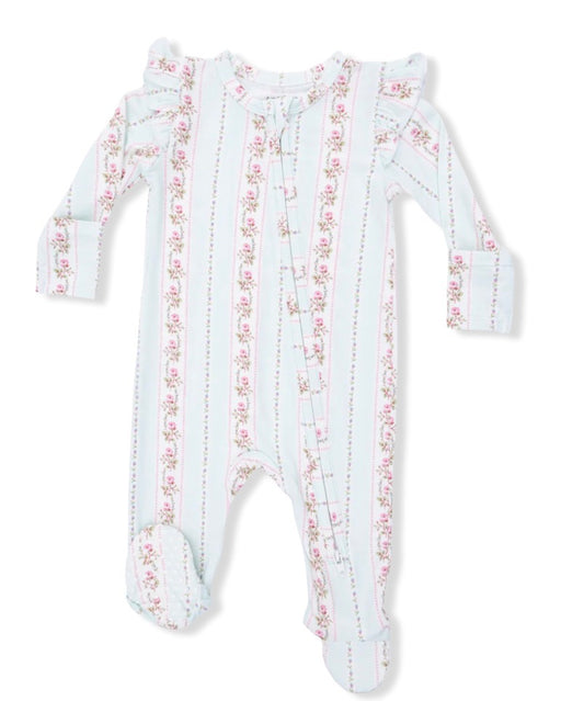 Antoinette Ruffle Stripe Footie