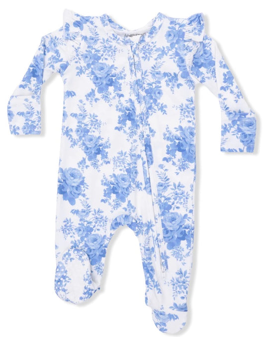 Dream Cottage Floral Ruffle Sleeve Footie