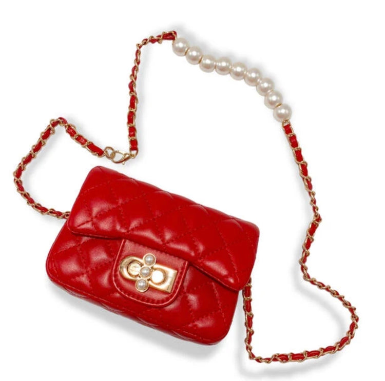 Red Pearl Quilted Girls Purse