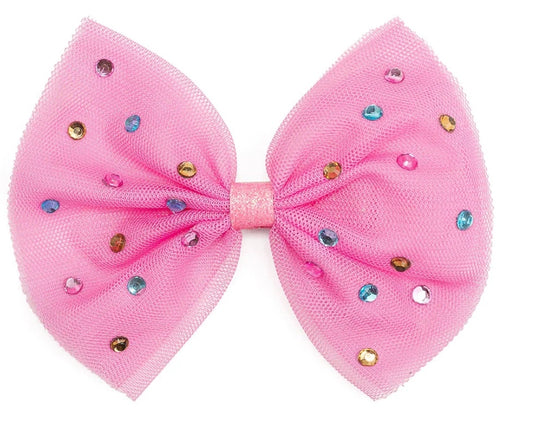 Raspberry Confetti Bow Hair Clip