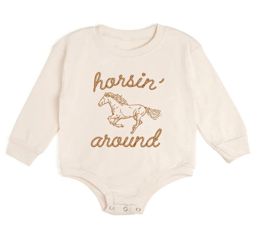 Horsin Around Longsleeve Romper