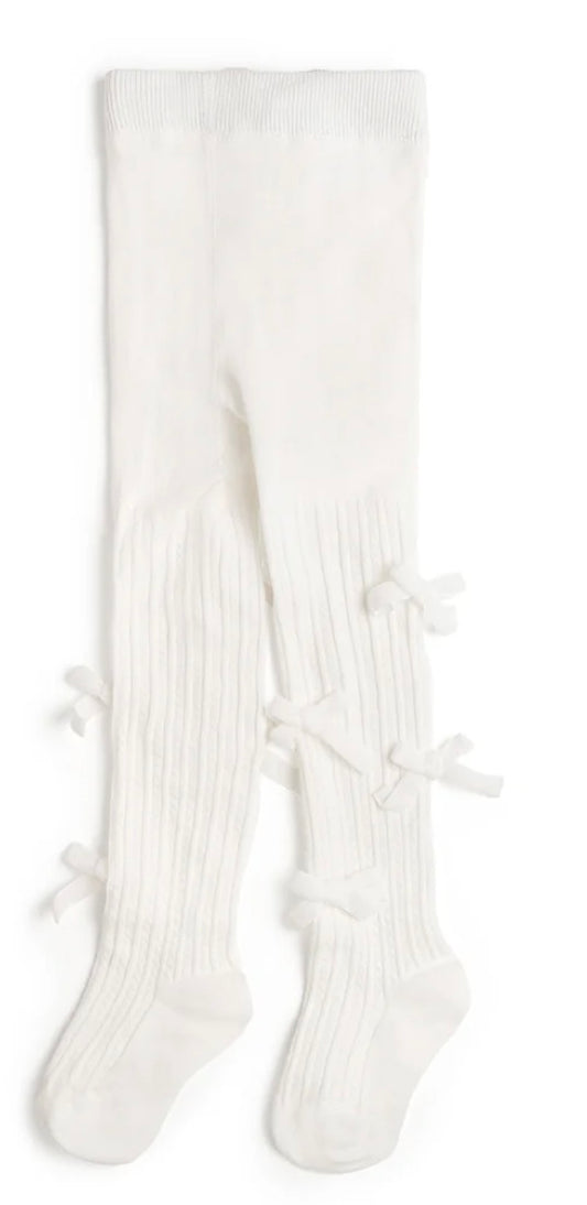 Ivory Velvet Mini Bow Tights