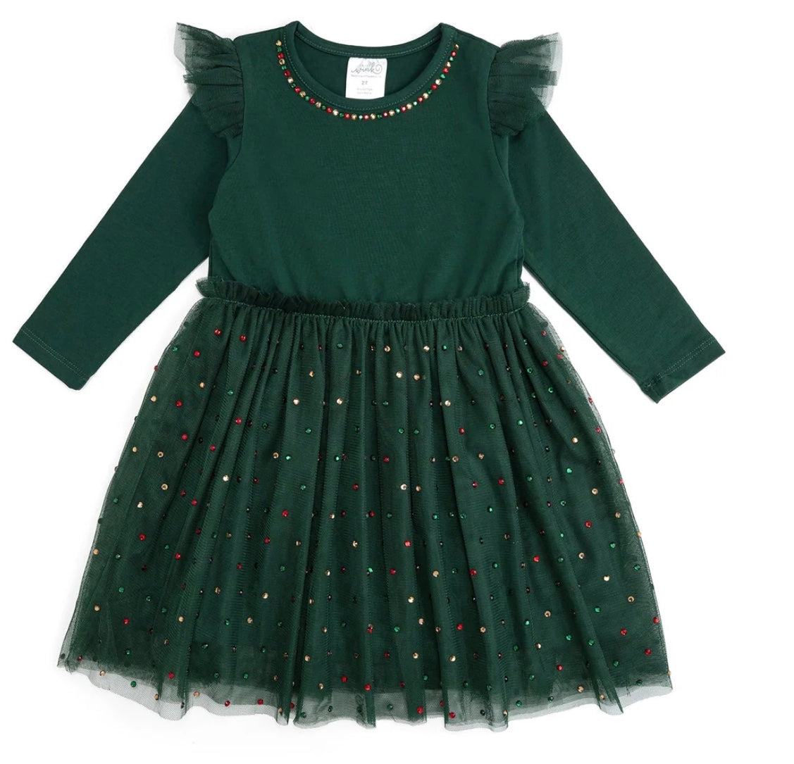 Emerald Rhinestone Tutu Dress