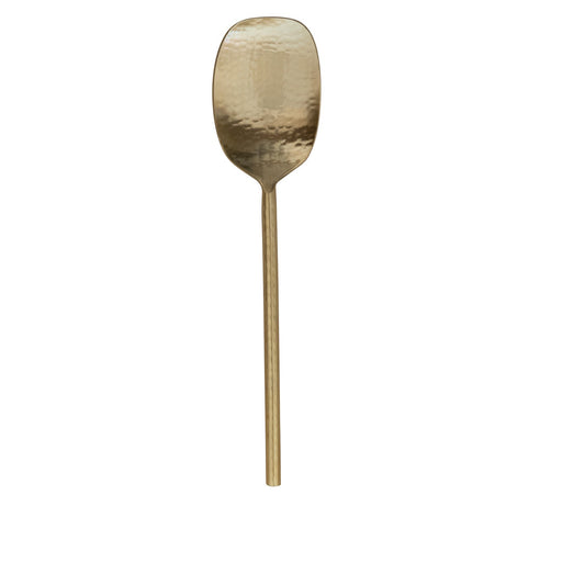 Hammered Stainless Steel Serving Spoon Gold Finish