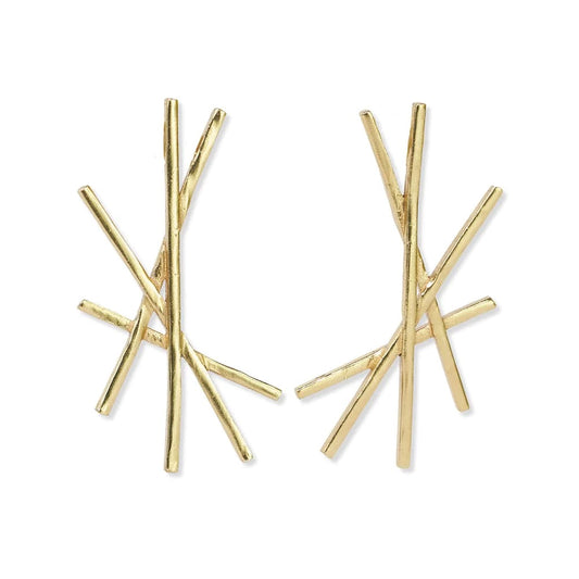 Mya Stick Cluster Dangle Brass Earrings
