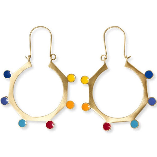 Amelia Circle Rainbow Dots Earrings