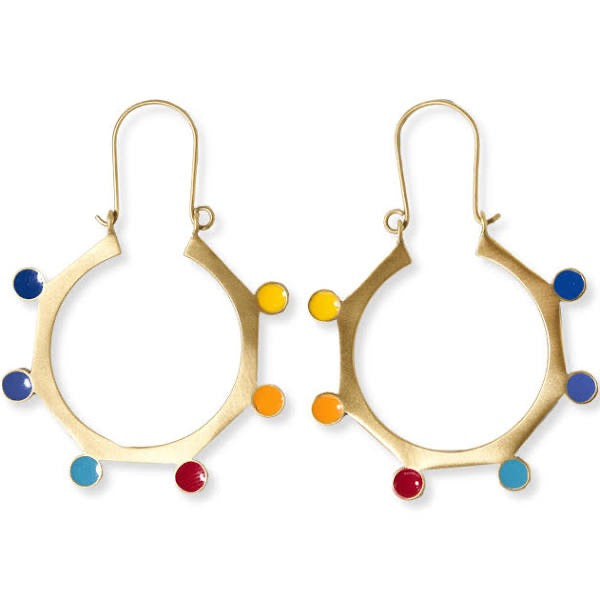 Amelia Circle Rainbow Dots Earrings