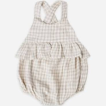 Quincy Mae Penny Romper Silver Gingham