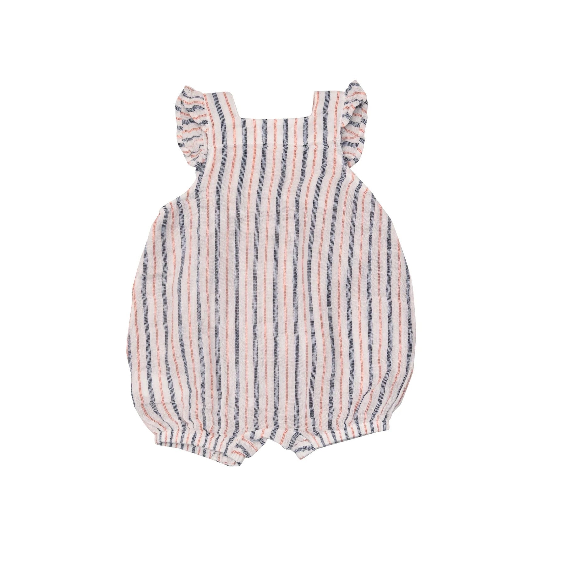 Angel Dear Smocked Overall Shortie Nautical Ticking Stripe