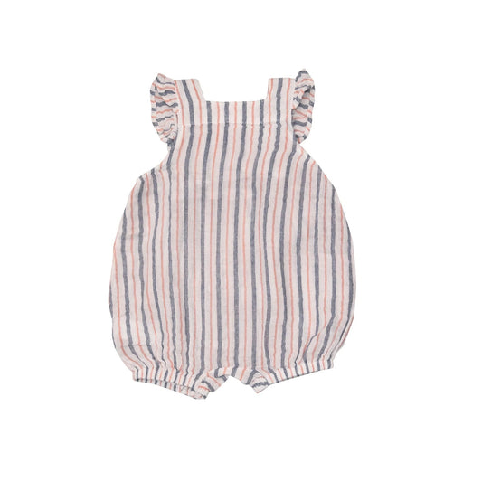 Angel Dear Smocked Overall Shortie Nautical Ticking Stripe