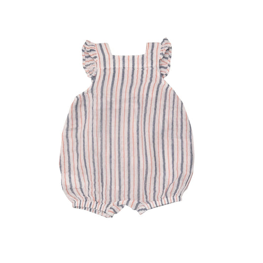 Angel Dear Smocked Overall Shortie Nautical Ticking Stripe