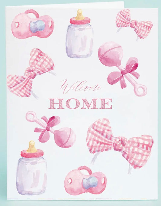 Pink Baby Toys Welcome Home Card