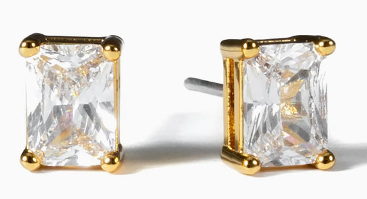 Gold Baguette Stud Earrings