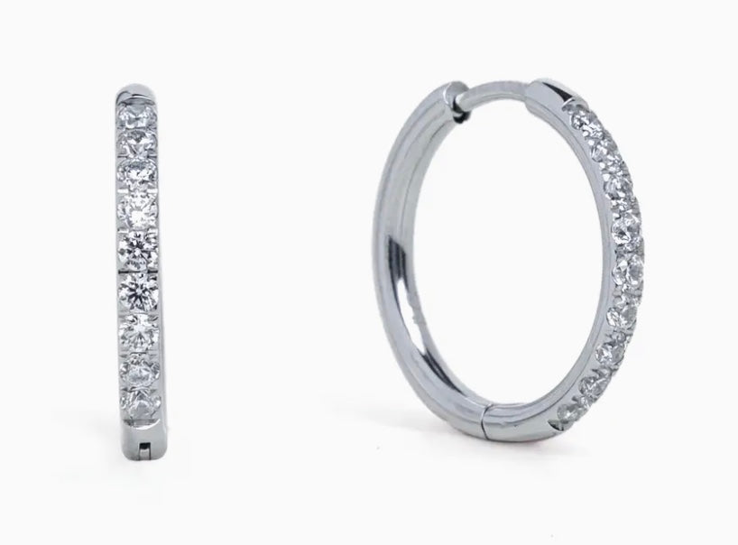 18 mm Silver Diamond Hoops