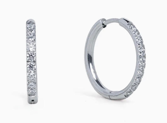 18 mm Silver Diamond Hoops