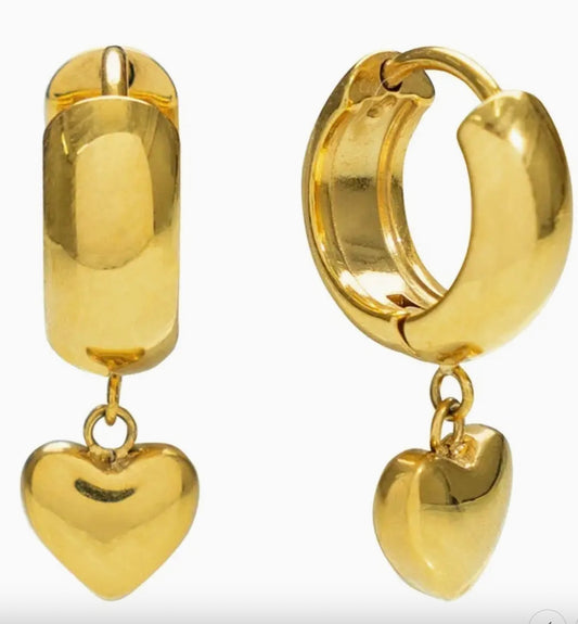 Gold Heart Hoop Earrings