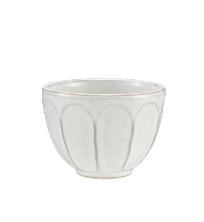Stoneware White Ribbed Bowl