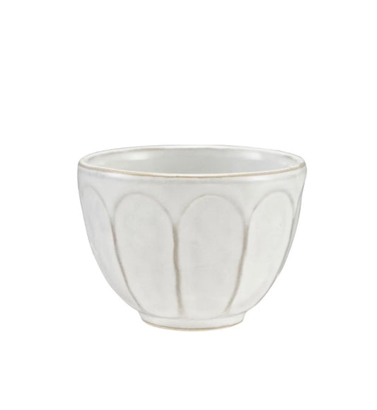 Stoneware White Ribbed Bowl
