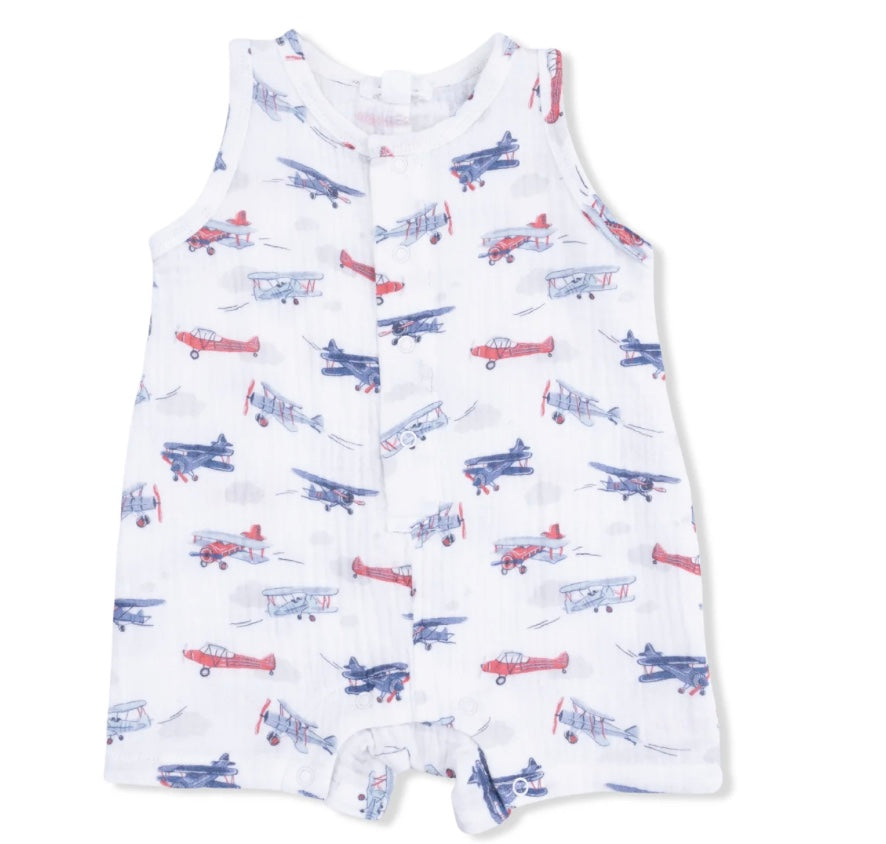 Vintage Planes Sleeveless Shortie Romper
