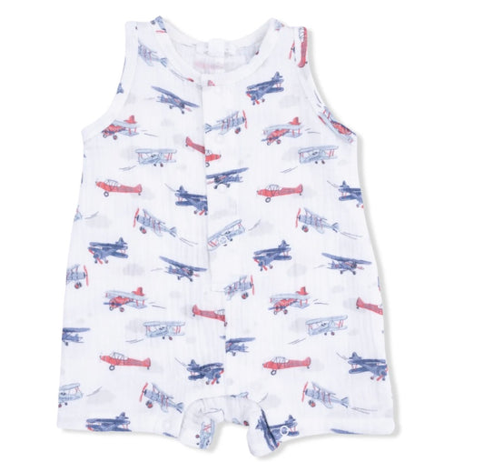 Vintage Planes Sleeveless Shortie Romper