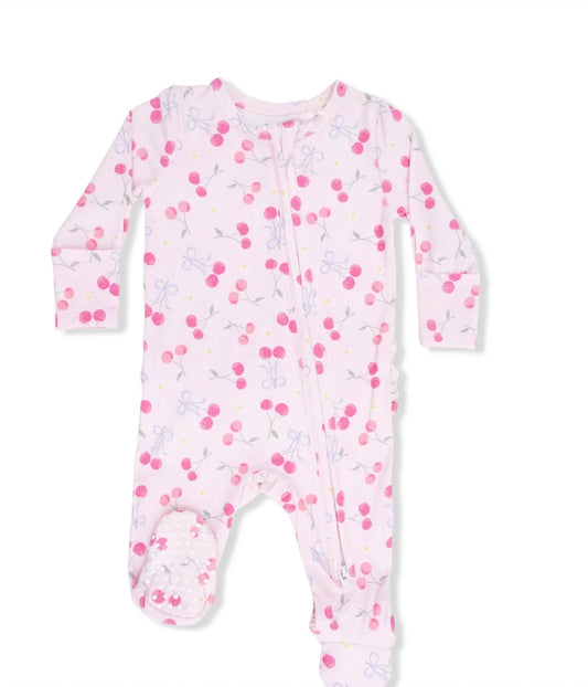 Sweet Bow Cherries Two Way Zipper Footie