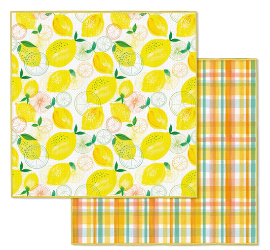 Lemon Plaid Dish Cloth Set