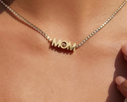 CZ Mom Pendant Necklace