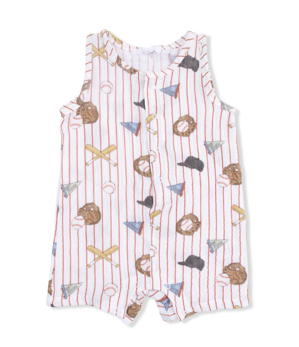 Baseball Sleeveless Shortie Romper