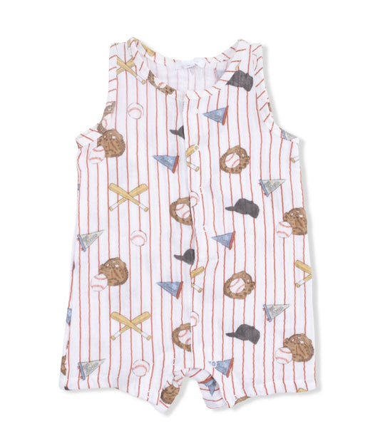 Baseball Sleeveless Shortie Romper