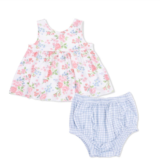 Roses Dress With Bow and Bloomer