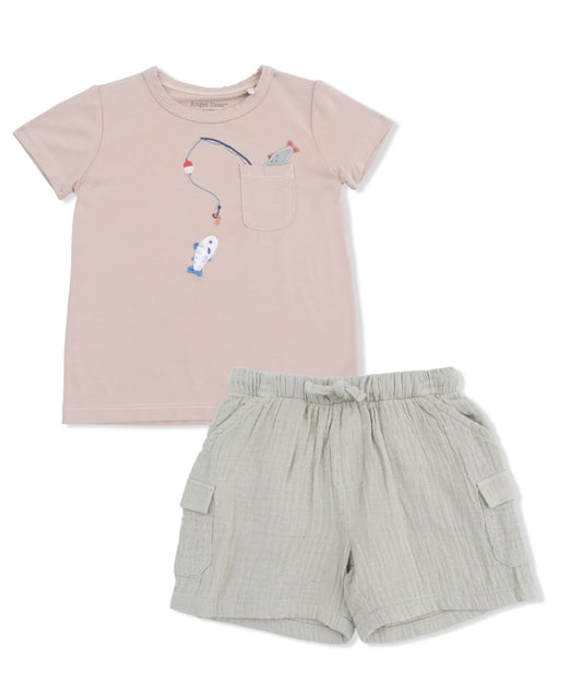 Gone Fishing Crew Neck Tee And Cargo Short