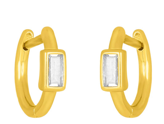 Brynn Baguette Gold Huggie