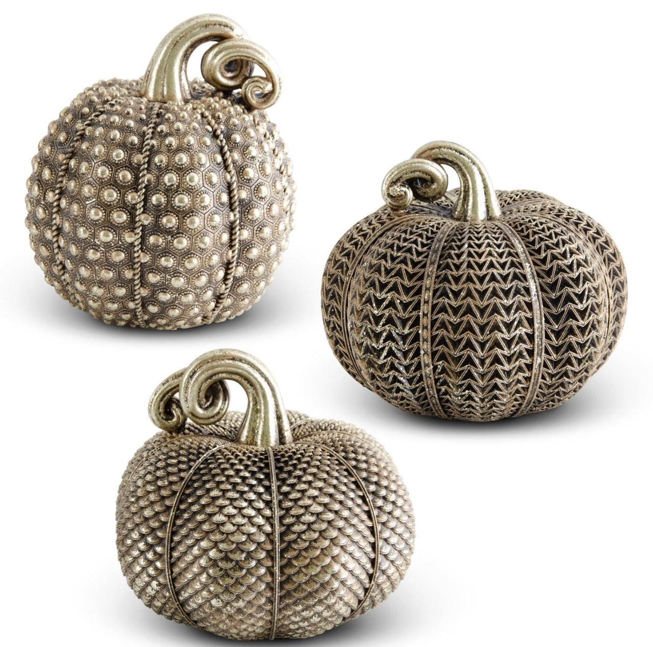 Resin Antique Gold Pumpkins 3 Styles