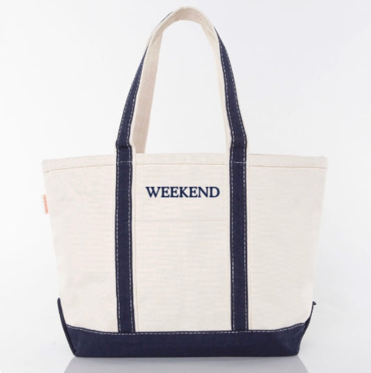 Weekend Navy Tote Bag